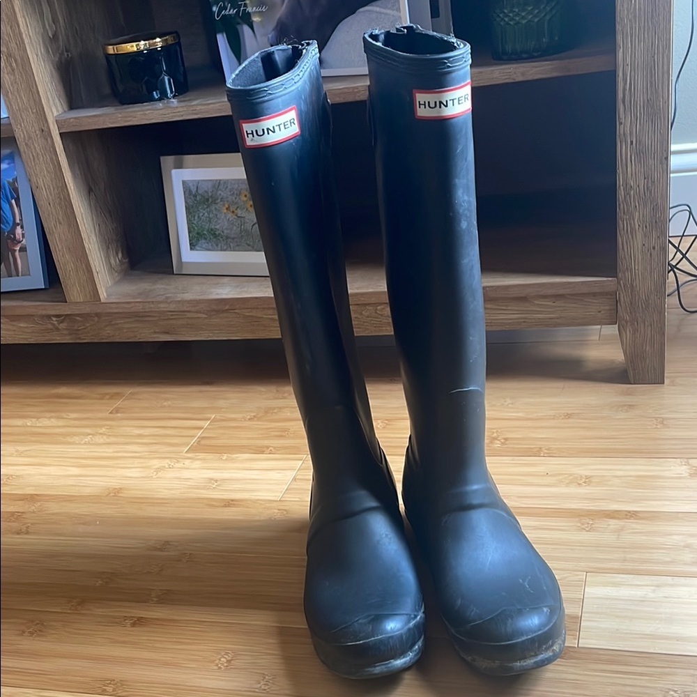 Hunter Black Tall Rain Boots